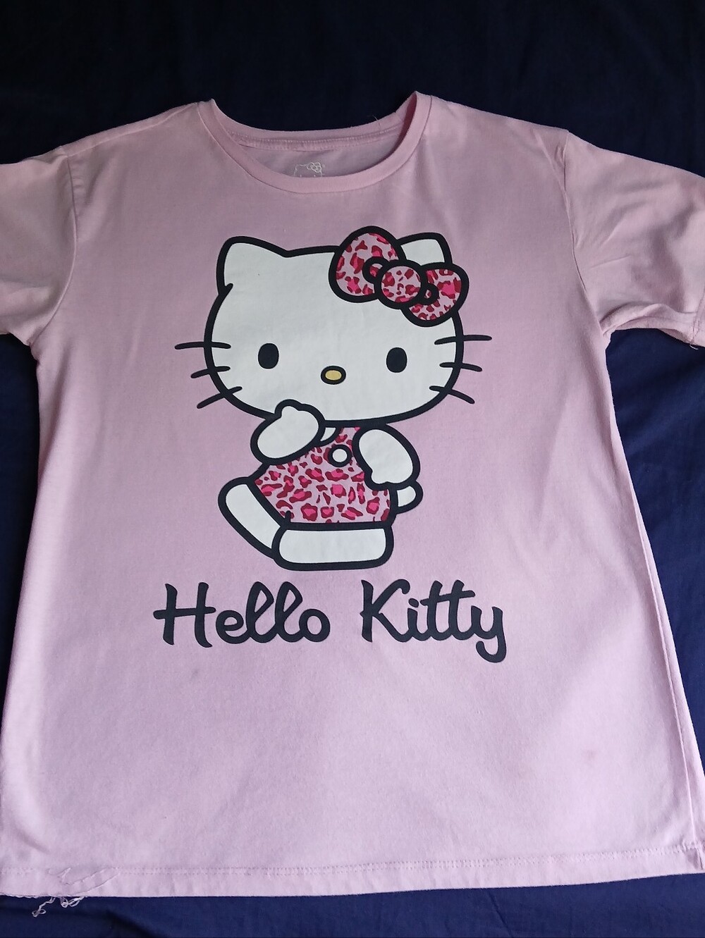 Hello Kitty Pink Short Sleeve Graphic Tee with Leopard Bow (10-12)
